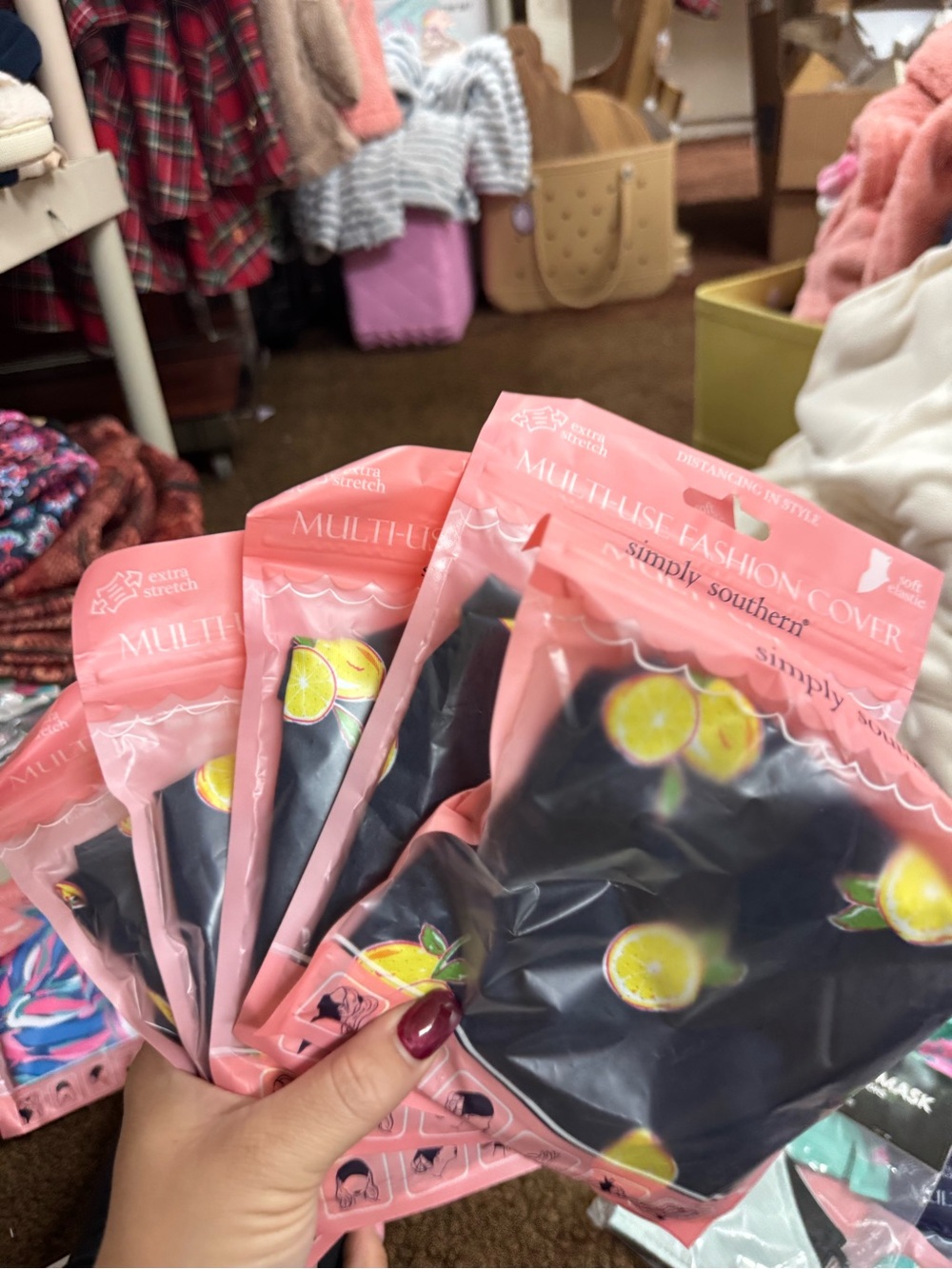 Simply Southern Kids Black Face Cover with Yellow Lemon Print